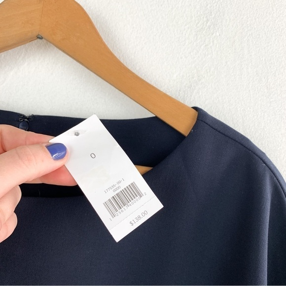 NWT Banana Republic Navy Blue Bell Sleeve Pearl Detail Shift Dress Sz 0 - Picture 5 of 10